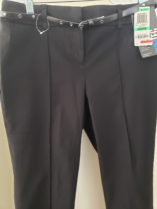 Style & Co. Women's Petite Black Stretch Slim Leg Flat Front Dress Pants 8P