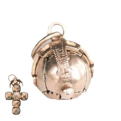 ANTIQUE ENGLISH TRANSFORMING MASONIC ORB CROSS PENDANT CHARM