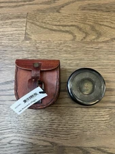 Brass West London Pocket Compass 1885 & Brown Leather Case