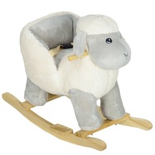 Qaba Baby Rocking Horse Sheep,Plush Lamb Rocker,Rocking Animal with Seat Belt,So