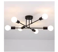 LWYTJO 20.66in 6-Light Black Dimmable Sputnik Chandelier Semi-Flush Mount