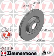 2x ZIMMERMANN Bremsscheibe COAT Z 600.3261.20 1ZB für POLO AW1 VW BZ1 6 AE1 MPi