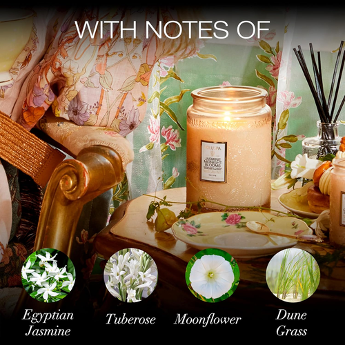 Jasmine Midnight Blooms Candle, Large Glass Jar Candle, 18Oz, Coconut Wax Blend, - Picture 3 of 12