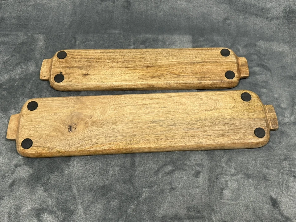 Mud Pie Nested Wooden Tray Set, Small 3 3/4"x 16 3/4" Large 4 1/2" x 19 1/2" - Image 3 of 4