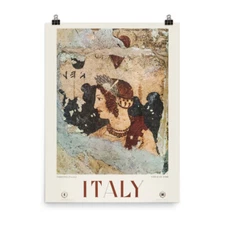 ITALY - 18" x 24"  TRAVEL POSTER ART PRINT Etruscan Tomb Ancient Art Decor