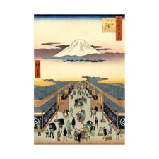 Painting Japanese Woodblock Market Place Framed Wall Art Print