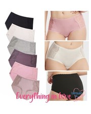 6 Pack Women Ladies Lace Trim Comfortable Cotton Bikini briefs panties Underwear