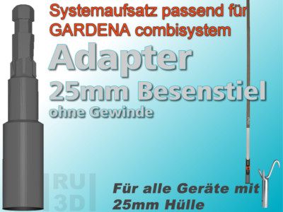 Aufsatz 25 mm Besenstiel Erweiterung passend für GARDENA combisystem