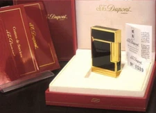 Unused S.T. Dupont Gas lighter Black Gold with box