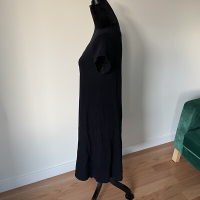 Eileen Fisher Organic Cotton Black Ballet Neck Short Sleeve Midi T-Shirt  Dress S | eBay