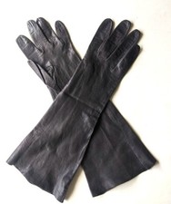 Viola Weinberger Formal Gloves Brown Kidskin Leather Women Med Vtg 14.5" Long