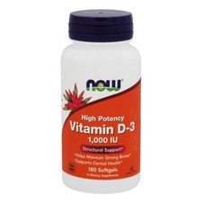 NOW Foods Vitamin D3 High Potency 1000 IU, 180 Softgels
