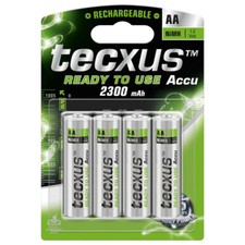 Tecxus Blister 4 Batterie Ricaricabili Stilo AA 2300mAh 'pronte all'uso'