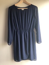 J.Crew Factory Women’s Long Sleeve Sheer Clip Dot Black Mid Dress Size 4 