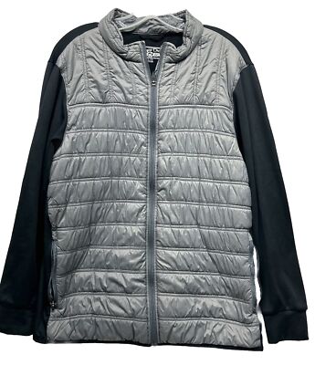 Straight Down Mens Size L Gray Long Sleeve Patton Hybrid Puffer Jacket K3