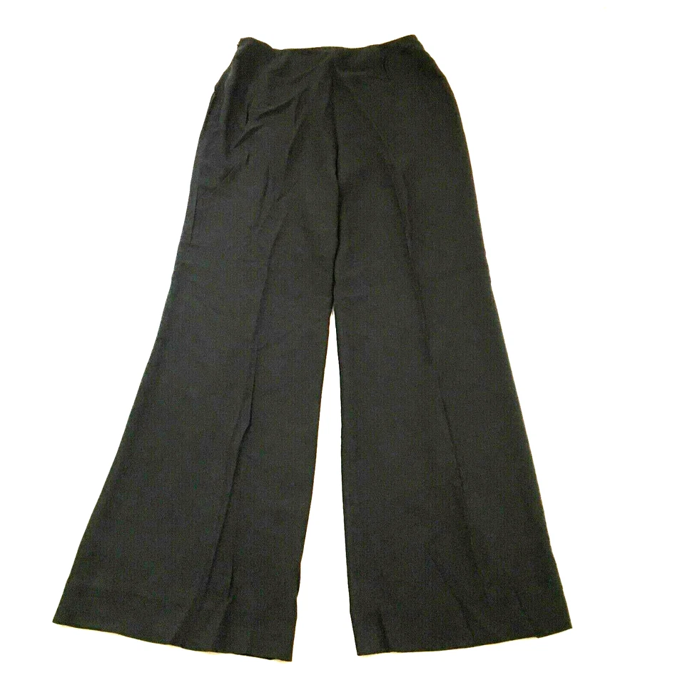 Pantalones de vestir Rena Lange para mujer talla 8 negros tiro alto cremallera lateral pierna ancha nuevos con etiquetas Foto 4 de 4
