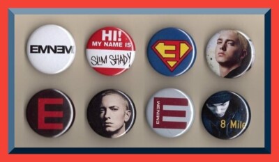Eminem / 8 Assorted 56mm Badges / Pins  - The Real Slim Shady