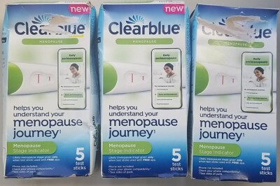 Clearblue Menopause Stage Indicator 5 Test Sticks Each Exp 02/2026 + Lot Of 3