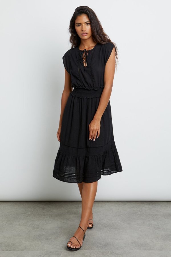 black strappy linen dress Women's Black Contrast Linen Look Strappy Maxi Dress