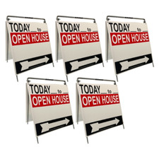Real Estate Open House Sign Metal A-Frame Kit 5 Pack Today RedWhiteBlack