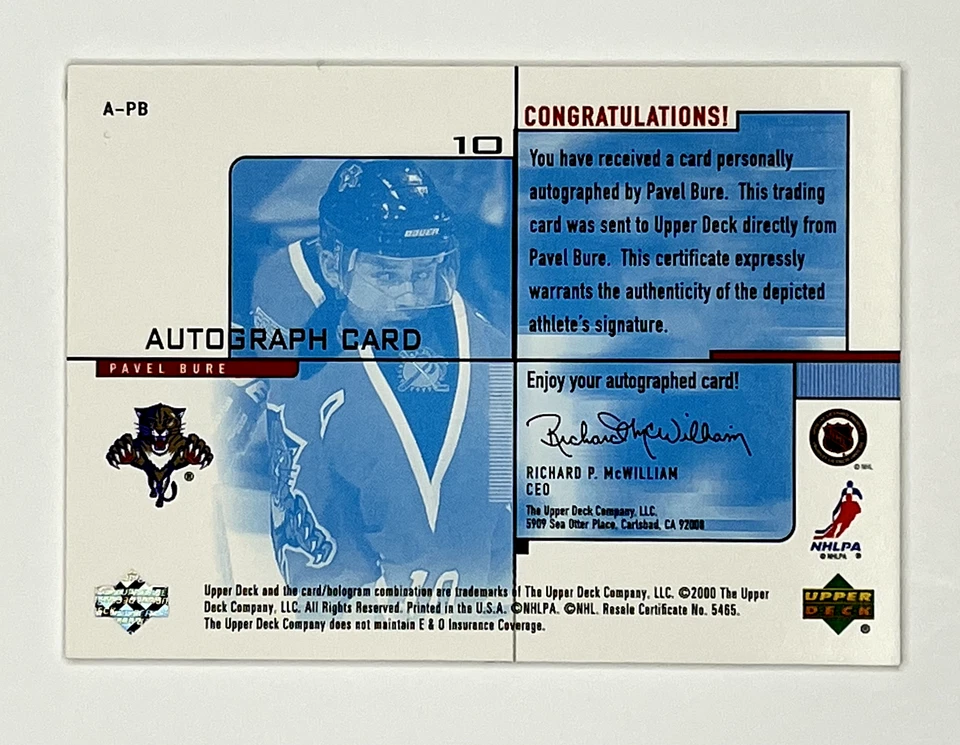 2000-01 Pavel Bure 043/200 Upper Deck Evolve Autograph EXTREMELY RARE - Image 2 of 2