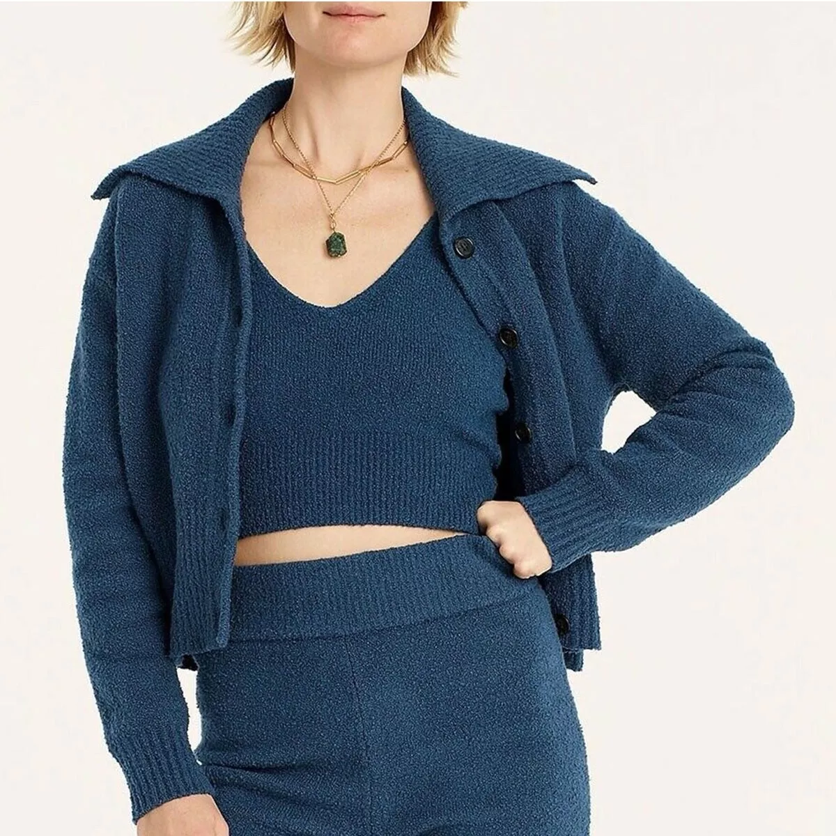 Boucle top cardigan sweater