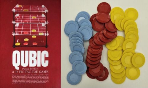 Qubic 3-D Tic Tac Toe Parker Brothers 1965 - Colored Chips / Markers