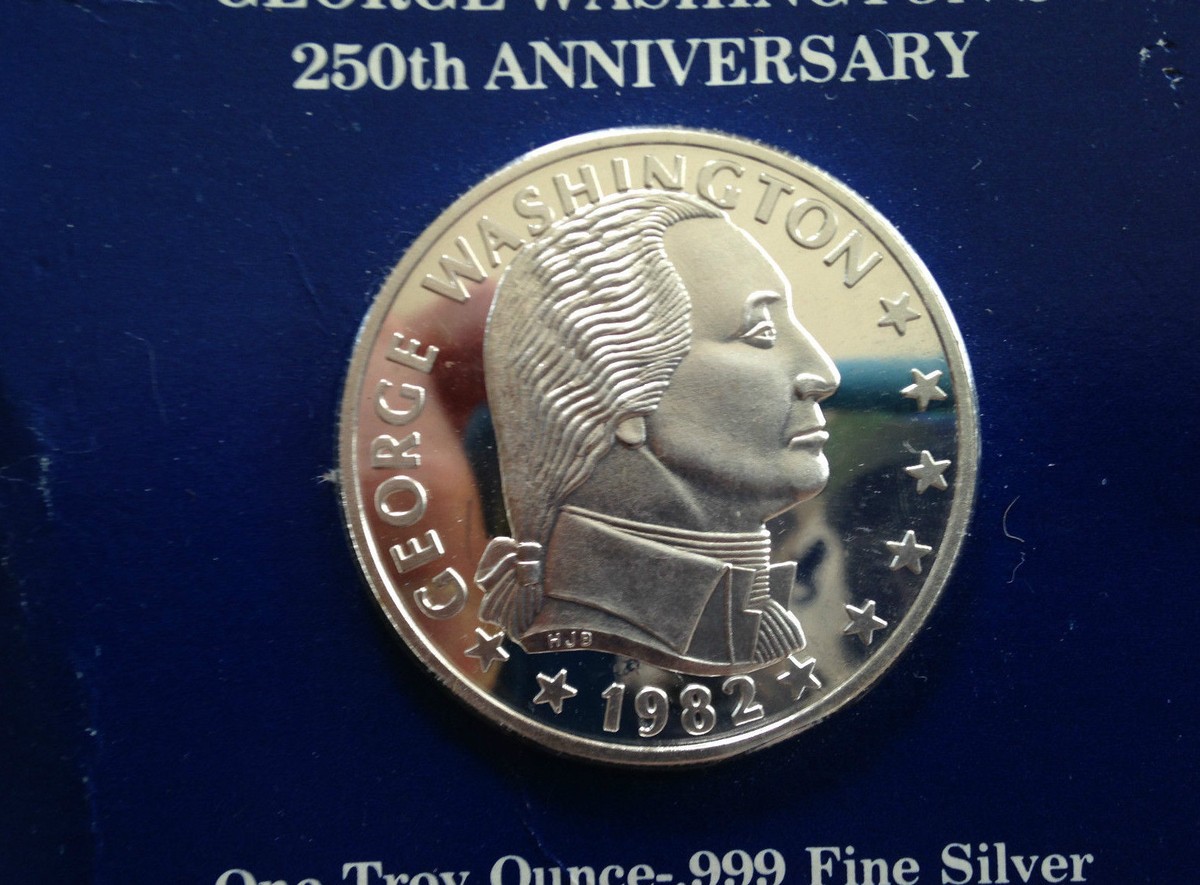【希少】 2002年 ブリタニア 金メッキ 2ポンド銀貨  Mint 1982 Columbia Mint Washington Silverpiece Proof Silver Art Medal