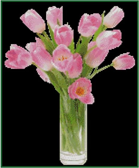 Pink Tulips in Glass Vase Flowers Counted Cross Stitch CHART No.14-132 - Image 2 of 2