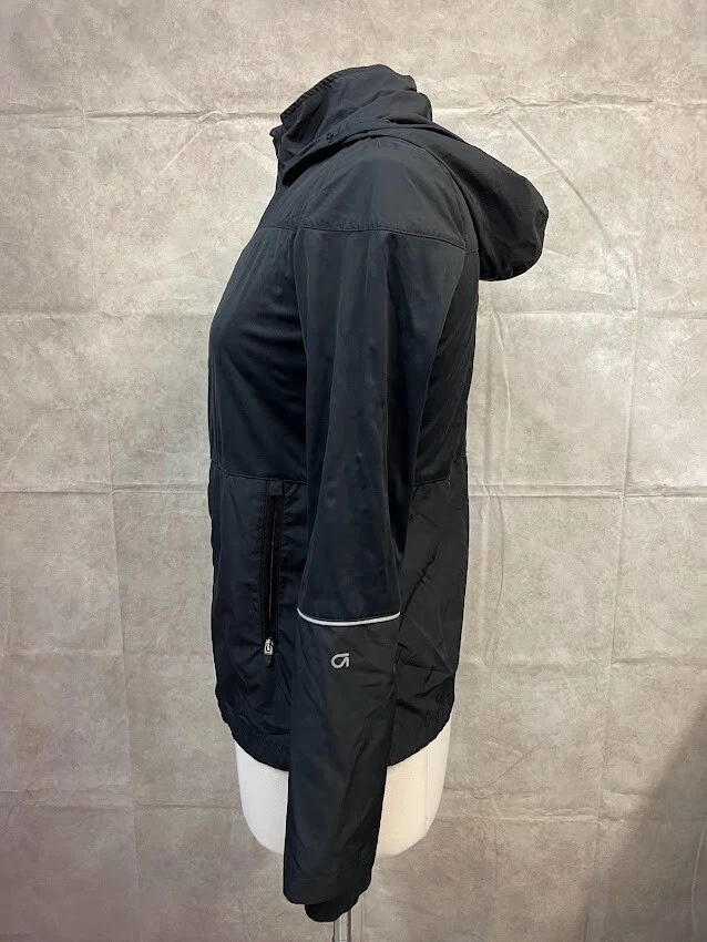 Chaqueta cortavientos negra con capucha Gap Fit para mujer cremallera completa talla XS Foto 2 de 4