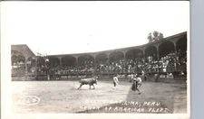 BULLFIGHT HONORING WW1 US SAILORS lima peru real photo postcard rppc