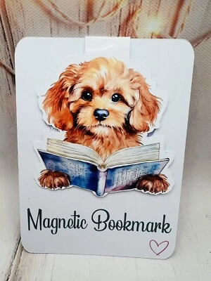 Magnetic Bookmark, books, reading, handmade, Gift. Cavapoo Dog Design
