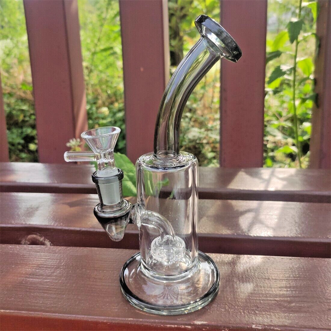 7 Clear&Black Glass Bong Bubbler Filter Water Bong Pipes Hookah 14mm Bowl. Available Now for 28.99
