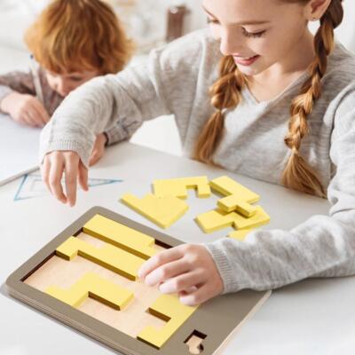 Wooden Geometric Puzzles Challenge Brain Teaser Decompression Puzzle~ X1G8  O8F4