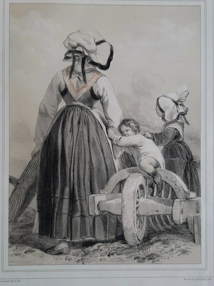 Galerie armoricaine Femme de Nort Pl. 13 de H. Lalaisse 1848 Charpentier - Photo 2/3