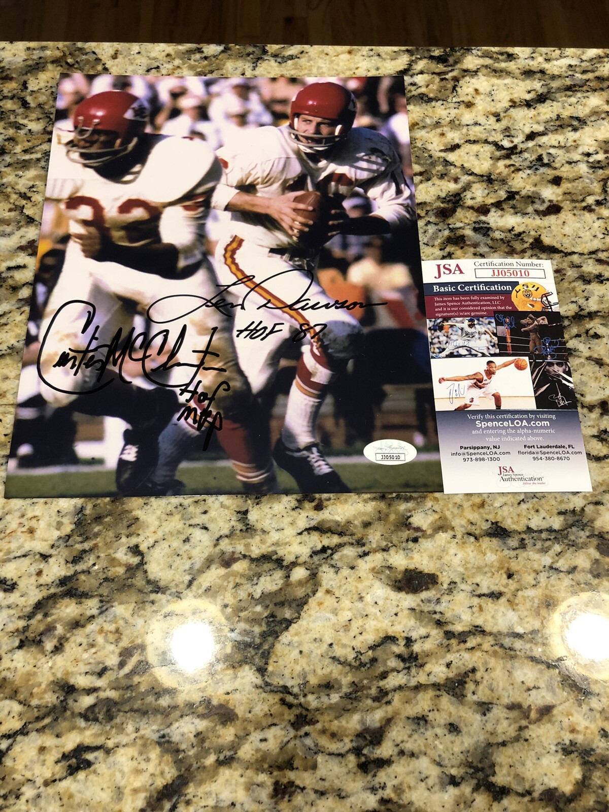 Len Dawson Autographed Signed Kansas City Chiefs Curtis McClinton Photo SB QB RB JSA 