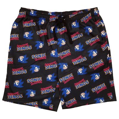 Sonic The Hedgehog Mens Black Fleece Lined Lounge & Sleep Shorts