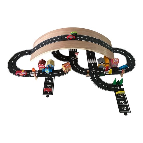 Flexible Car Track 16 Pieces Rubber Roads for Kids Puzzle Track Car