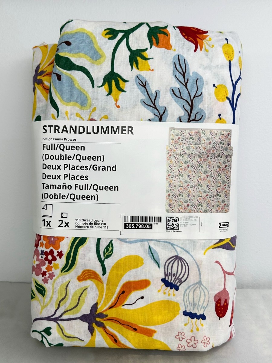 Ikea STRANDLUMMER Full/Queen Duvet cover pillowcases multicolor