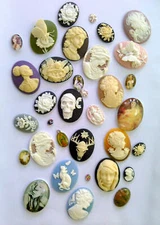 Bulk Grab Bag Cameo lot resin cabochon seconds sample 1/4lb aprox 25 to 40 piece