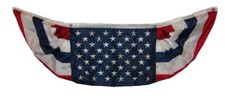  2 PACK 1.5x5 USA American Embroidered Sewn Nylon 2ply Flag 1.5'x5' Bunting Fan