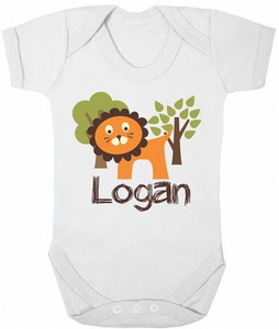 Détails Sur Personalised Baby Grow Garçons Filles Nom Animal Roi Lion Zoo Body Baby Shower Afficher Le Titre Dorigine