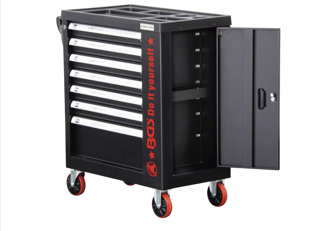Carrello' Officina 7 Cassetti 1 Porta Laterale 4 Rotelle Vuoto BGS