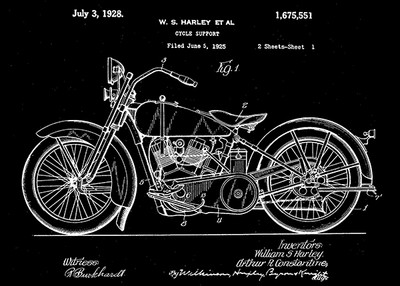 1928 - Harley Motorcycle - W. S. Harley - Patent Art Poster | eBay
