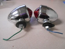 NOS Made in Japan Pair Bullet Red Lens Turn Signal Indicator Blinker Light #1357