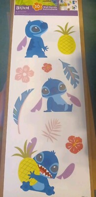 Disney Stitch - Sheet of 10 Wall Decals Autocollants New