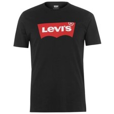 Image of LEVIS New Batwing T Shirt Mens Small Black Large Logo Levi's