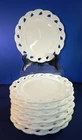 6 Vintage Milk Glass Salad Plates Set Fostoria Wistar or Betsey Ross Pattern 8"