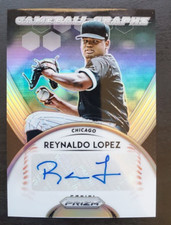 2019 Panini Prizm Reynaldo Lopez Gameball Graphs Silver Prizm Auto White Sox
