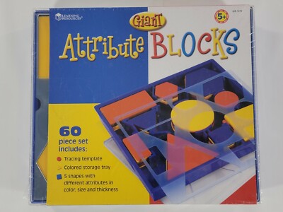GIANT Attribute Blocks Set Plastic Shapes Kids Learning Trace Education 60 NEW!